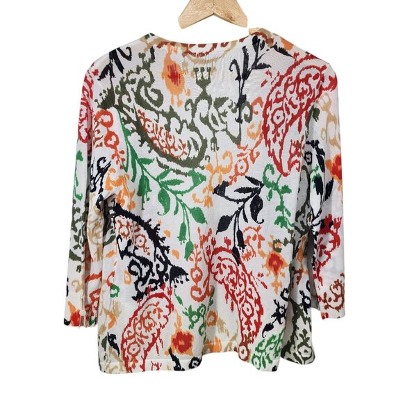 Chicos Multicolor Paisley Open Cardigan Sweater Womens Size M - Picture 2 of 6